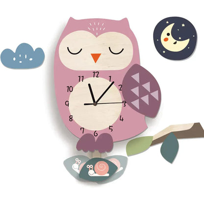 Floroux Aventure - Horloge murale colorée pour enfants avec motifs d'animaux