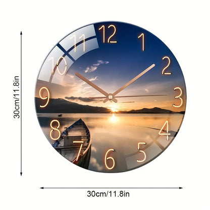 Floroux-Zoll Horloge Murale Ronde Silencieuse - Verre, Design Moderne