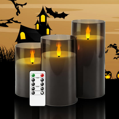 FlamelessGlow – Bougie LED Grise avec Minuterie
