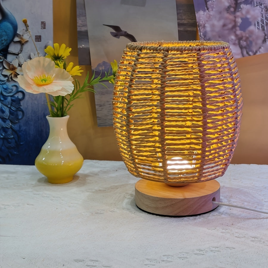 EcoLoom - Lampe de table en bois artisanale avec éclairage LED