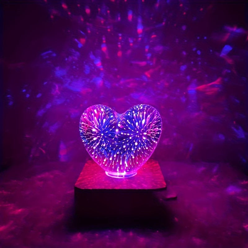 FireworkLight - Lampe en cœur LED 3D pour éclairage d'ambiance romantique