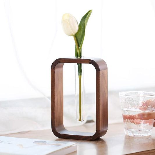 Floroux Vase de plantation en bois et verre | Conteneur de culture élégant | Parfait pour les amateurs de plantes et la décoration
