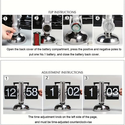 Clocteck Horloge à Retour Automatique - Horloge de Bureau Rétro pour Décoration de Maison et de Bureau