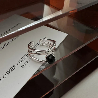 Bague multiligne onyx noir élégante Arden