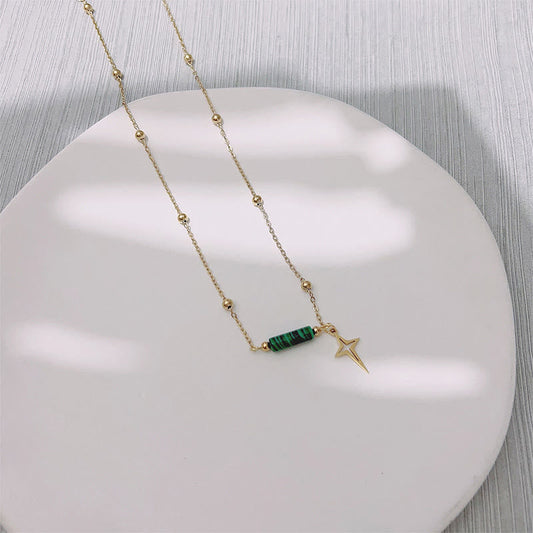 Ensemble de Bijoux Élégante Maria Malachite : Boucles d'oreilles, Collier et Bracelet en Malachite Naturelle