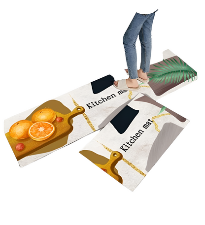 2pcs tapis de cuisine avec dessous en caoutchouc