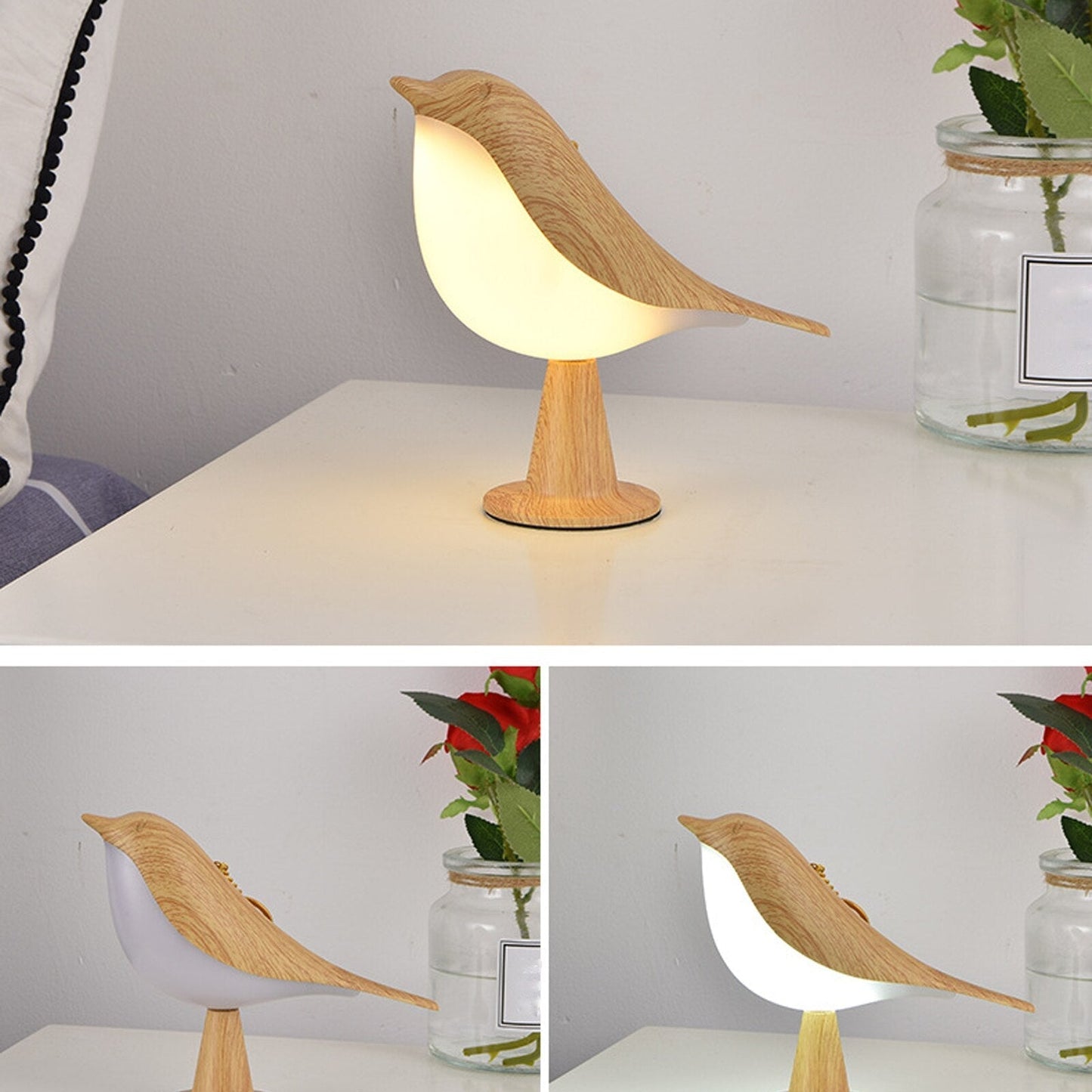 Lampe oiseau avec lumière LED
