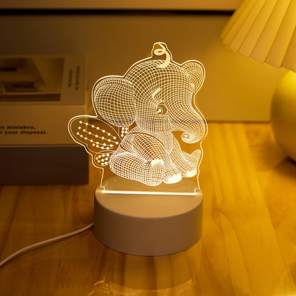 AngelElephant Lampe - Lampe de table 3D LED avec connexion USB