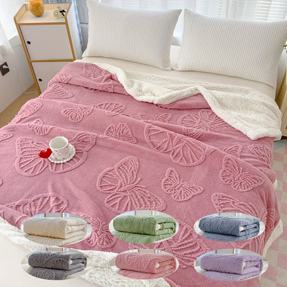 Cozy Luxe – Douillette Couverture en Fleece avec Design de Papillon