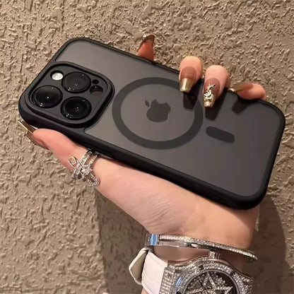 Étui opaque mat MagSafe de luxe pour iPhone 14 13 12 11 15 Pro Max avec protection en silicone pour charge sans fil