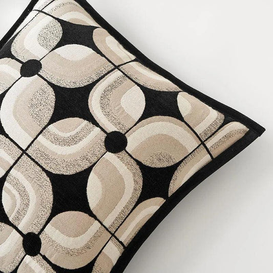 Coussin noir kaki beige motif géométrique │ Housse de coussin décoratif moderne nordique