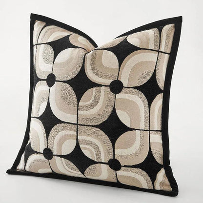 Coussin noir kaki beige motif géométrique │ Housse de coussin décoratif moderne nordique