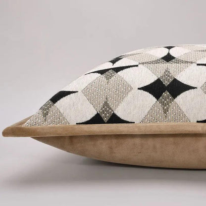 Coussin noir kaki beige motif géométrique │ Housse de coussin décoratif moderne nordique