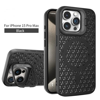 Coque en maille respirante avec dissipation thermique MagSafe pour iPhone 15 14 Plus 13 12 11 Pro Max avec support à anneau, refroidissement et charge sans fil