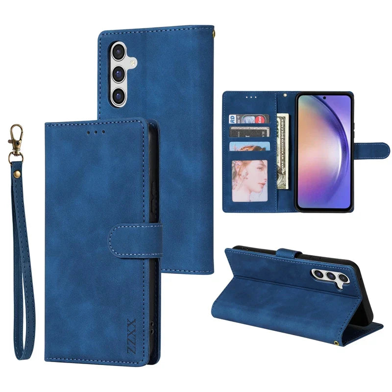 Étui de style porte-cartes en cuir de luxe avec support à rabat pour Samsung Galaxy A03 A04s A12 A13 A14 A23 A31 A32 A33 A34 A51 A52 A53 A54 A71 Coque
