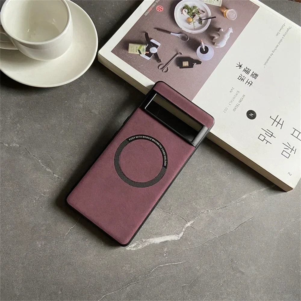 Coque en cuir souple de luxe Magsafe pour Google Pixel 9 7 8 Pro 6 XL 8A 7A 6A, couverture magnétique de protection contre les chocs pour charge sans fil.