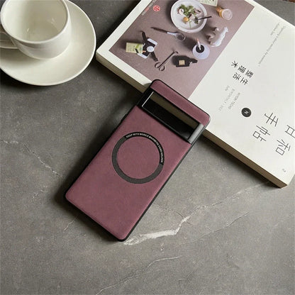 Coque en cuir souple de luxe Magsafe pour Google Pixel 9 7 8 Pro 6 XL 8A 7A 6A, couverture magnétique de protection contre les chocs pour charge sans fil.