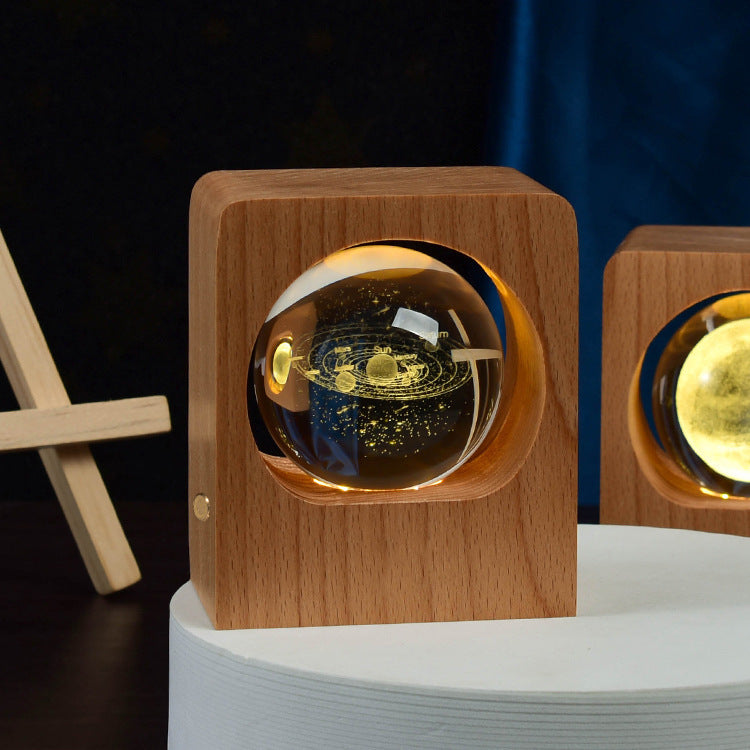 3D Espace Boule de Cristal USB Dimmable Luminaires de Nuit