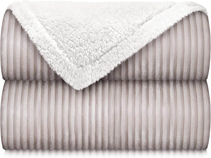 Couverture jetable, super douce, pelucheuse, chaude, à rayures, pour canapé, sofa, lit