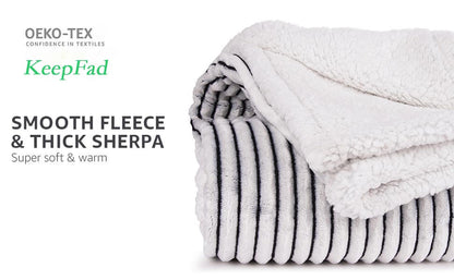 Couverture jetée, super douce peluche chaude rayée pour canapé lit