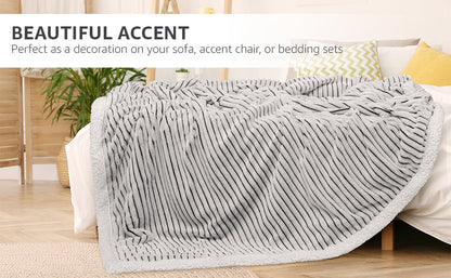 Couverture jetable, super douce, pelucheuse, chaude, à rayures, pour canapé, sofa, lit