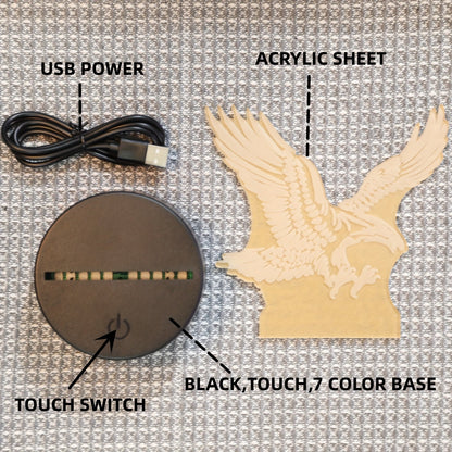 EagleLight – Lampe de nuit LED 3D avec couleurs et tactile