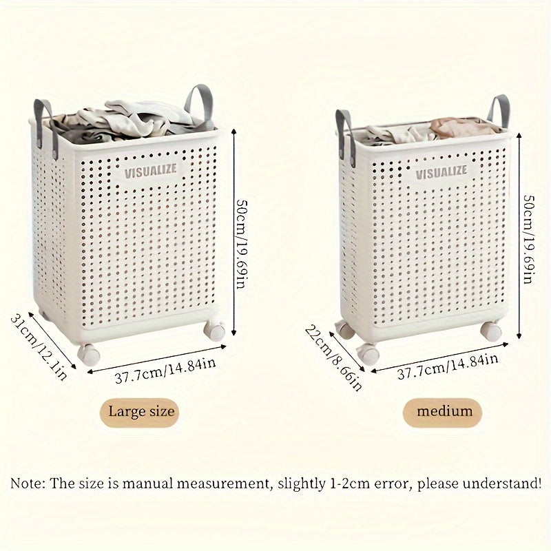 Panier à linge en plastique pliable avec roues