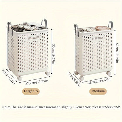 Panier à linge en plastique pliable avec roues