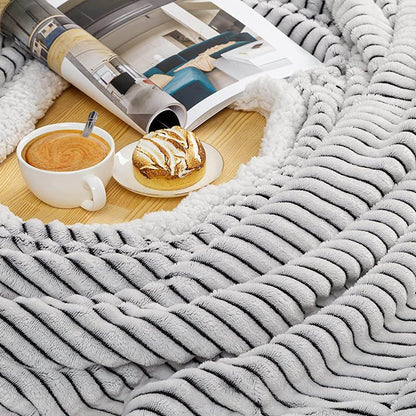 Couverture jetable, super douce, pelucheuse, chaude, à rayures, pour canapé, sofa, lit