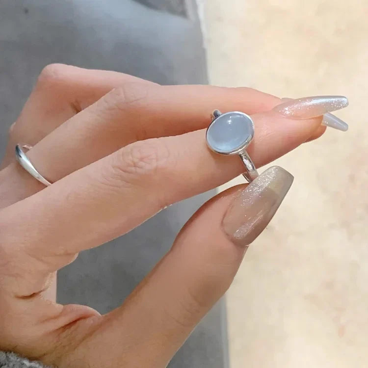 Bague Argent Élegante Nerida avec Pierre Précieuse Aquamarine