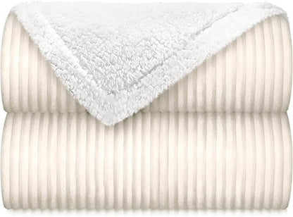 Couverture jetable, super douce, pelucheuse, chaude, à rayures, pour canapé, sofa, lit