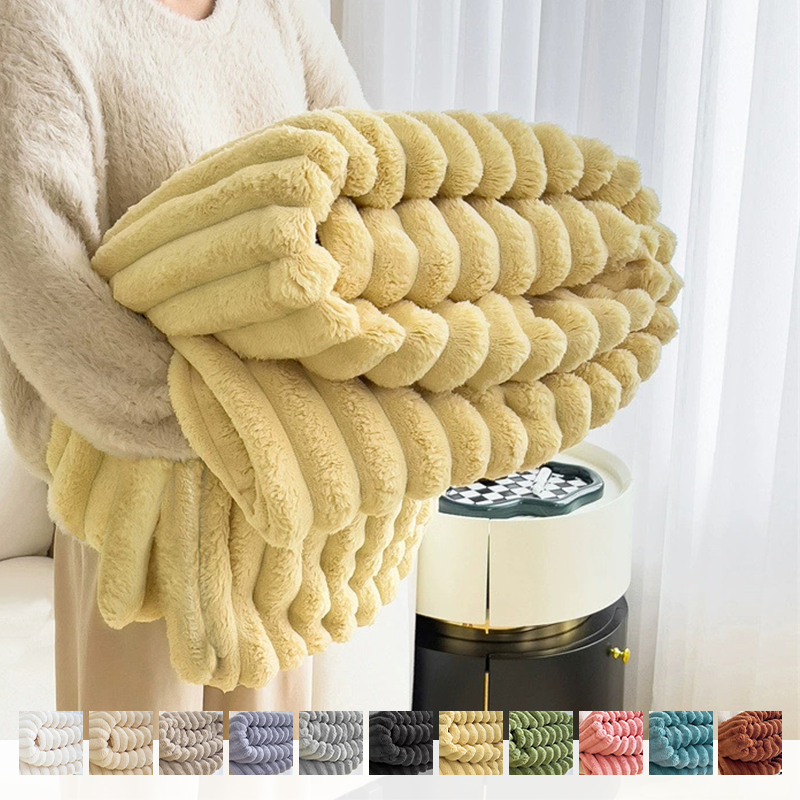 Douce et chaude couverture en tricot Design de rayures de drapeau luxueuses Confortable et douillet