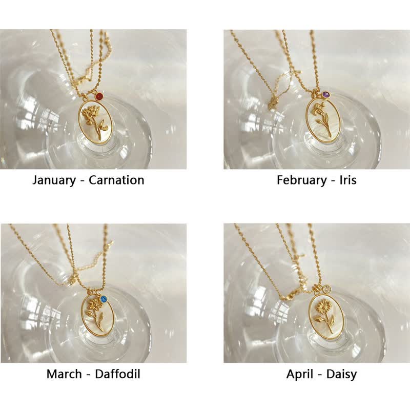 Aurora Pierre de Naissance et Fleurs de Naissance Collier – Un Bijou Personnel pour Mes Chers Gens