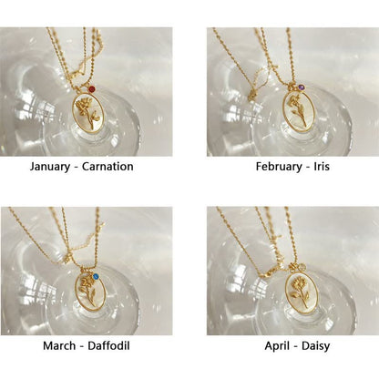 Aurora Pierre de Naissance et Fleurs de Naissance Collier – Un Bijou Personnel pour Mes Chers Gens