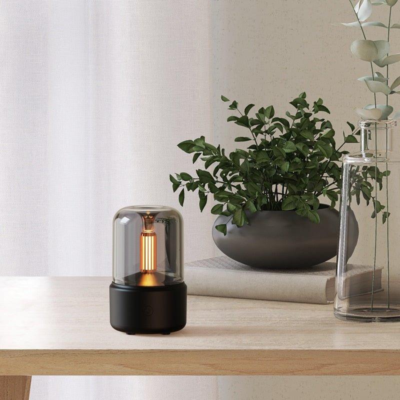AromaGlow – Lampe diffuseur élégante avec lumière de bougie