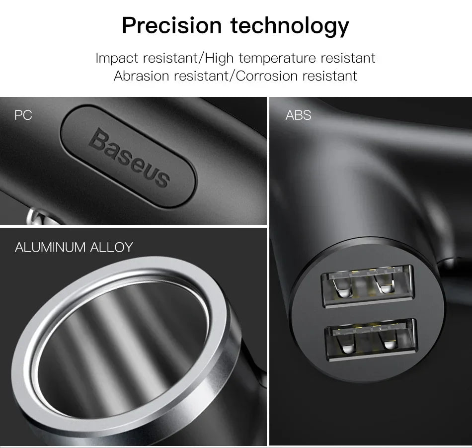 Baseus 40W 2-Port Charge Rapide Prise de Voiture - USB A Alimentation Livraison PD Chargeur de Téléphone Plug