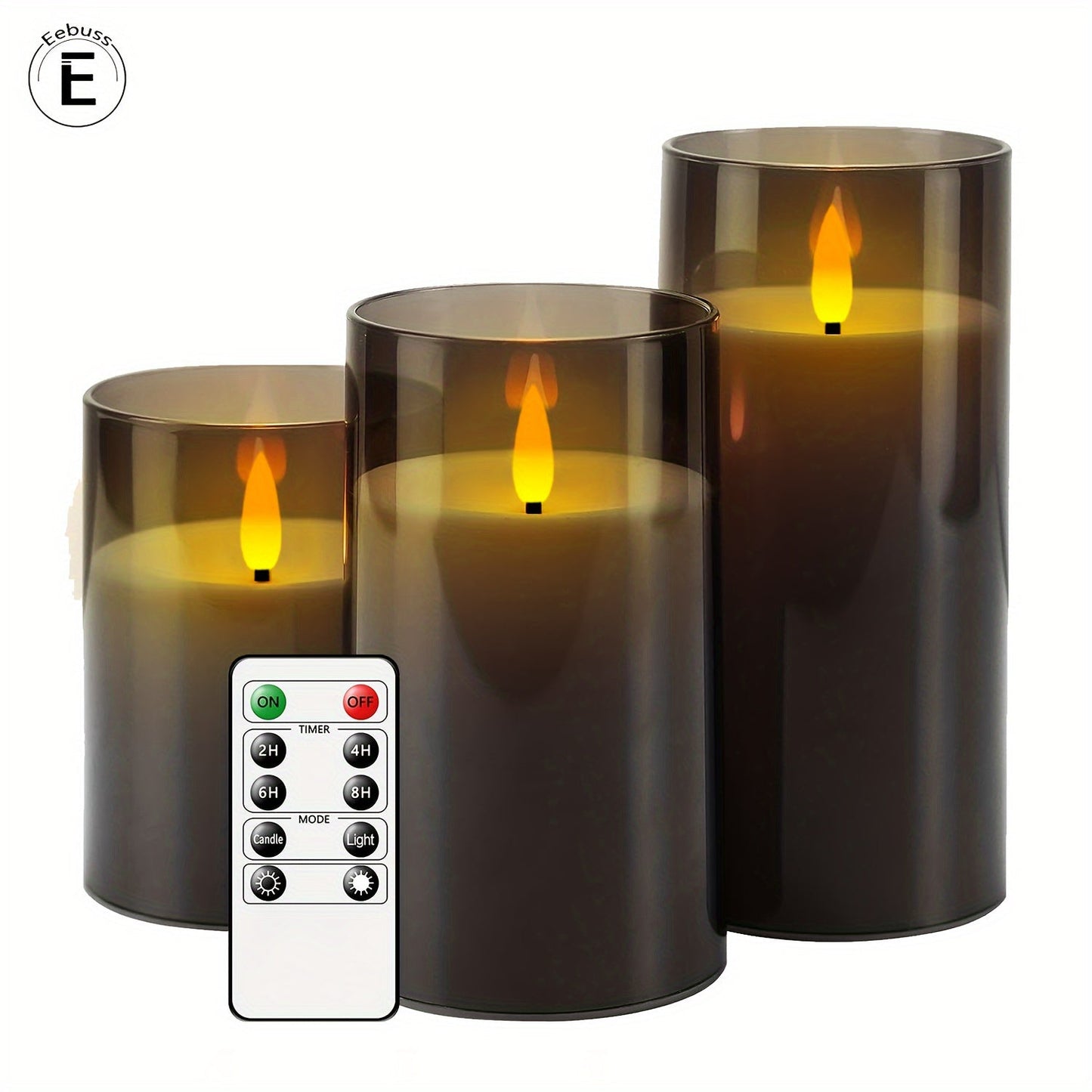 FlamelessGlow – Bougie LED Grise avec Minuteur