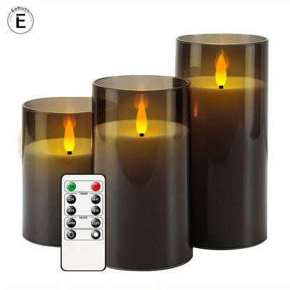 FlamelessGlow – Bougie LED Grise avec Minuterie