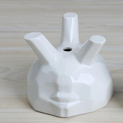 Floroux - 2 Piece Set White Ceramic Succulent Pots | Modern Design | Home & Office Decor