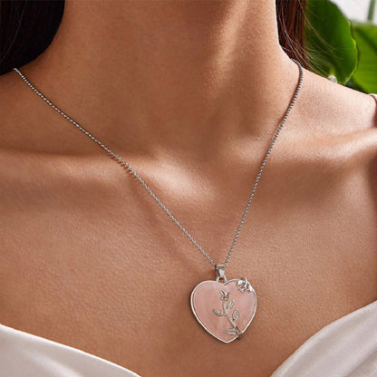 Collier en Quartz Rose en Forme de Coeur Élégant - Collection Amara