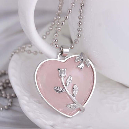 Collier en Quartz Rose en Forme de Coeur Élégant - Collection Amara