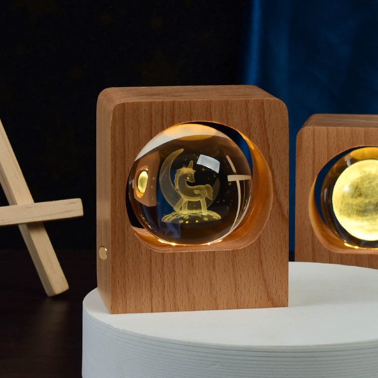 3D Espace Boule de Cristal USB Dimmable Luminaires de Nuit