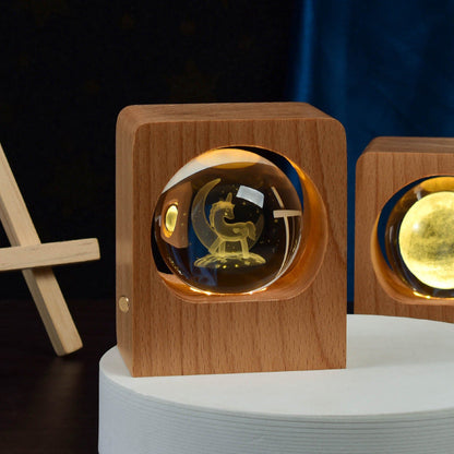 3D Espace Boule de Cristal USB Dimmable Luminaires de Nuit
