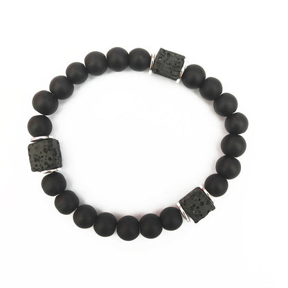 Aurelia Noir Onyx et Pierre de Lave Cube Bracelet d'Équilibre