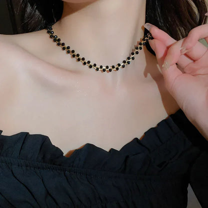 Collier Double Élégant avec Cristaux et Perles - Amira