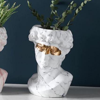 Floroux Ceramics David Head Planter | Classical Sculpture | Decorative Vase | Elegant Home Accents