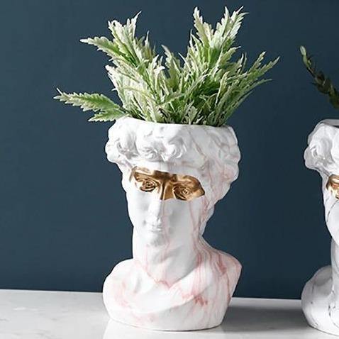 Floroux Ceramics David Head Planter | Classical Sculpture | Decorative Vase | Elegant Home Accents