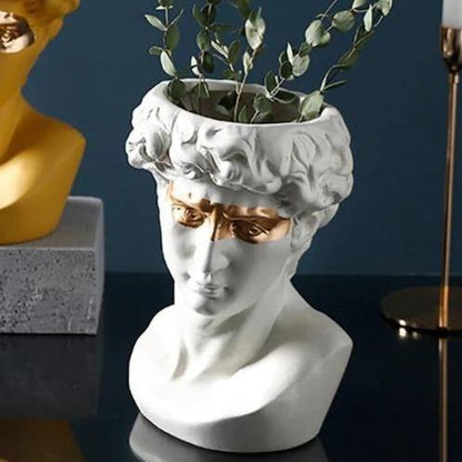 Floroux Ceramics David Head Planter | Classical Sculpture | Decorative Vase | Elegant Home Accents
