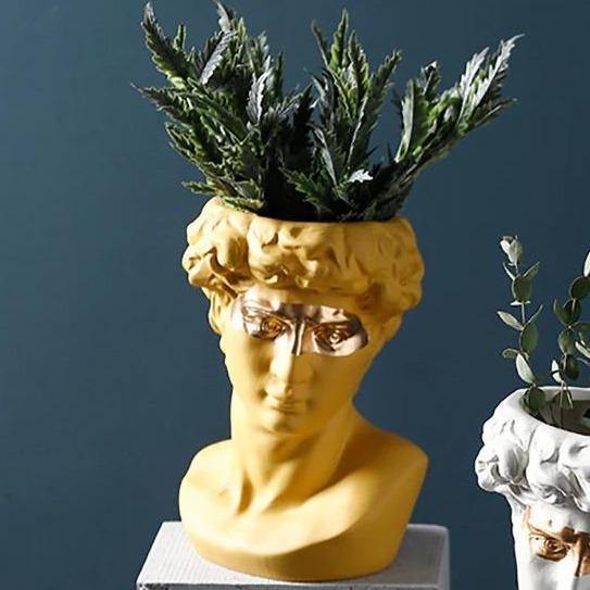 Floroux Ceramics David Head Planter | Classical Sculpture | Decorative Vase | Elegant Home Accents