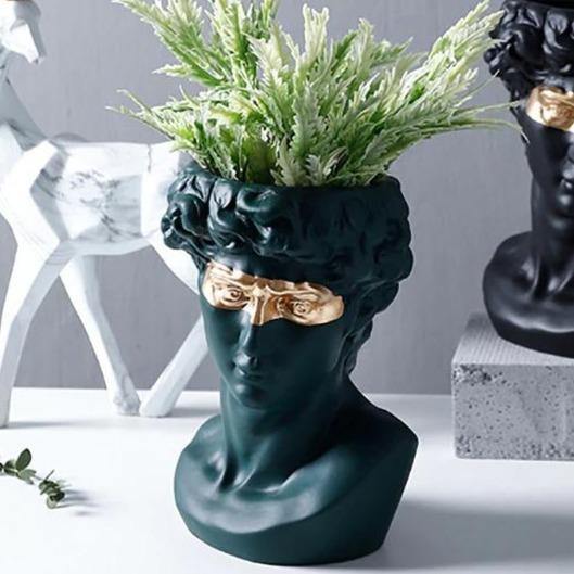 Floroux Ceramics David Head Planter | Classical Sculpture | Decorative Vase | Elegant Home Accents